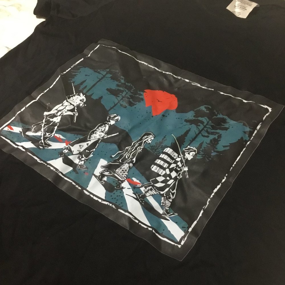 Youth M - Demon Slayer anime / Beatles - black heat-pressed short sleeve